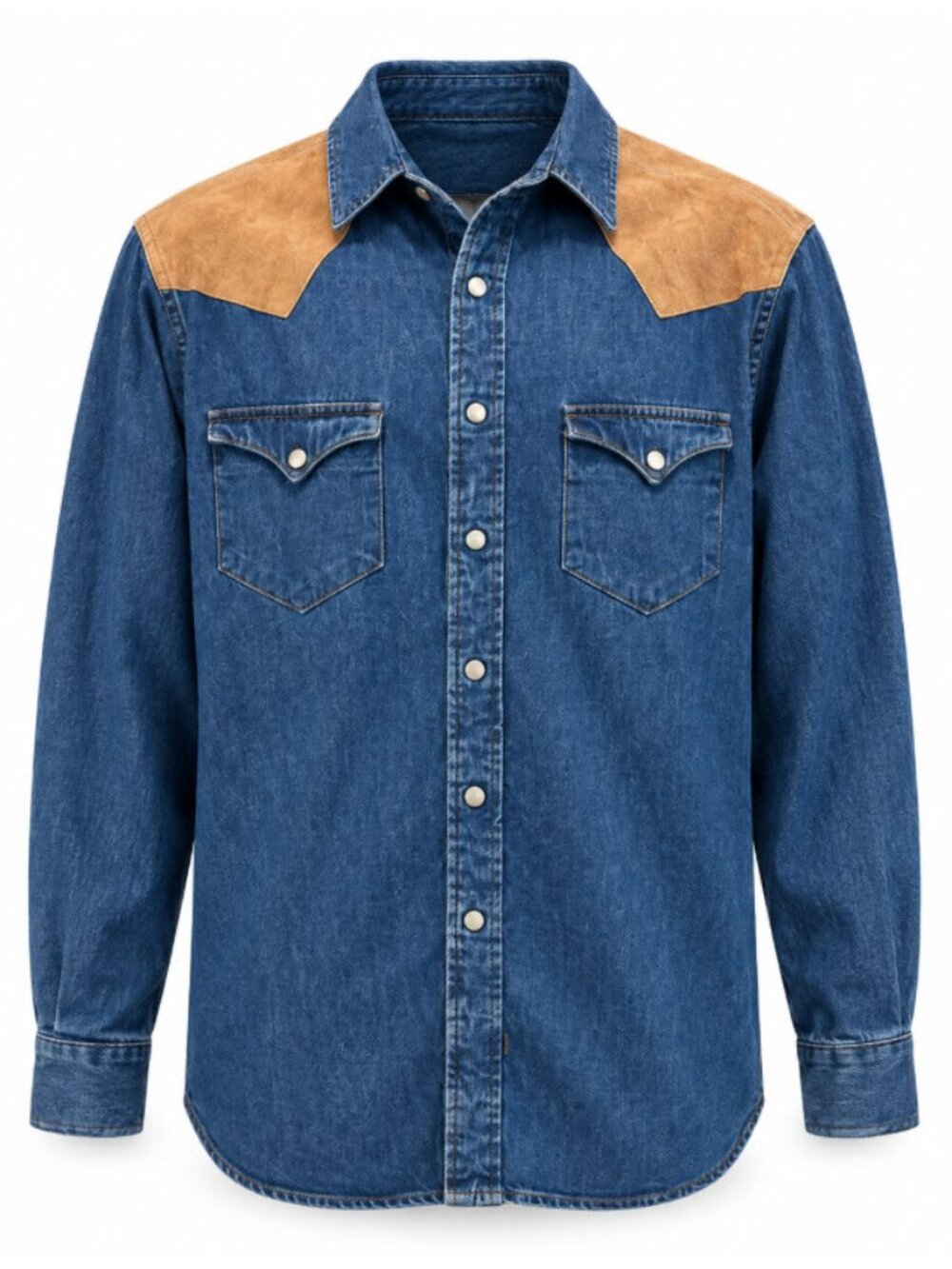 Polo Country Ralph Lauren Denim Suede Western Shirt Jacket XL Vintage